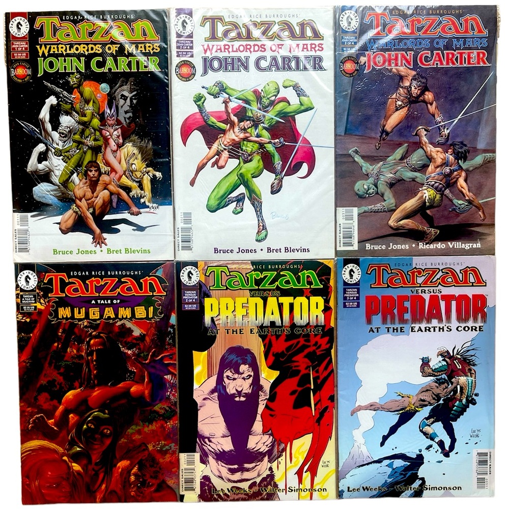 Dark Horse Comics TARZAN Warlords of Mars John Carter #1 2 3 +Predator Comic Lot